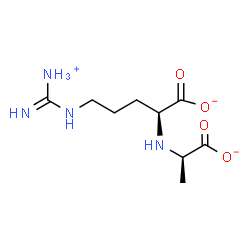 ChemSpider 2D Image | (2S)-5-{[Ammonio(imino)methyl]amino}-2-{[(1R)-1-carboxylatoethyl]amino}pentanoate | C9H17N4O4