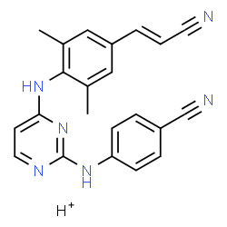 ChemSpider 2D Image | Benzonitrile, 4-[[4-[[4-[(E)-2-cyanoethenyl]-2,6-dimethylphenyl]amino]-2-pyrimidinyl]amino]-, hydrogen salt | C22H19N6