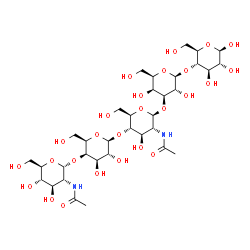 ChemSpider 2D Image | alpha-D-GlcpNAc-(1->4)-beta-D-Galp-(1->4)-beta-D-GlcpNAc-(1->3)-beta-D-Galp-(1->4)-beta-D-Glcp | C34H58N2O26