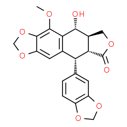 ChemSpider 2D Image | (5R,5aR,8aR,9R)-5-(1,3-Benzodioxol-5-yl)-9-hydroxy-10-methoxy-5,8,8a,9-tetrahydrofuro[3',4':6,7]naphtho[2,3-d][1,3]dioxol-6(5aH)-one | C21H18O8
