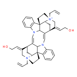 ChemSpider 2D Image | (1R,9Z,11S,13S,14R,17R,25Z,27S,28Z,30R,33S,37Z)-14,30-Diallyl-28,37-bis(2-hydroxyethylidene)-8,24-diaza-14,30-diazoniaundecacyclo[25.5.2.2~11,14~.1~1,8~.1~10,17~.0~2,7~.0~13,17~.0~18,23~.0~24,35~.0~26
,38~.0~30,33~]octatriaconta-2,4,6,9,18,20,22,25-octaene | C44H50N4O2
