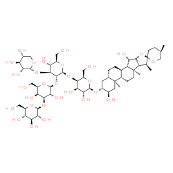 ChemSpider 2D Image | (2alpha,3beta,5alpha,15beta,25R)-2,15-Dihydroxyspirostan-3-yl beta-D-glucopyranosyl-(1->3)-beta-D-galactopyranosyl-(1->2)-[alpha-D-xylopyranosyl-(1->3)]-beta-D-glucopyranosyl-(1->4)-beta-D-galactopyra
noside | C56H92O29