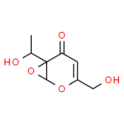 ChemSpider 2D Image | 6-(1-Hydroxyethyl)-3-(hydroxymethyl)-2,7-dioxabicyclo[4.1.0]hept-3-en-5-one | C8H10O5