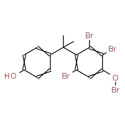 ChemSpider 2D Image | 2,3,5-Tribromo-4-[2-(4-hydroxyphenyl)-2-propanyl]phenyl hypobromite | C15H12Br4O2