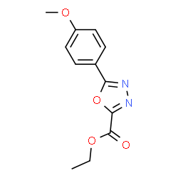 ChemSpider 2D Image | Ethyl 5-(4-methoxyphenyl)-1,3,4-oxadiazole-2-carboxylate | C12H12N2O4