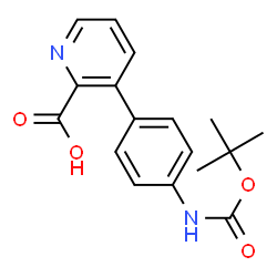ChemSpider 2D Image | 3-[4-({[(2-Methyl-2-propanyl)oxy]carbonyl}amino)phenyl]-2-pyridinecarboxylic acid | C17H18N2O4