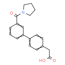 ChemSpider 2D Image | [3'-(1-Pyrrolidinylcarbonyl)-4-biphenylyl]acetic acid | C19H19NO3