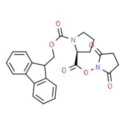 ChemSpider 2D Image | 2,5-Dioxo-1-pyrrolidinyl 1-[(9H-fluoren-9-ylmethoxy)carbonyl]-L-prolinate | C24H22N2O6
