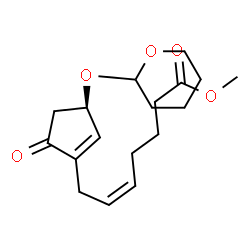 ChemSpider 2D Image | Methyl (5Z)-7-[(3R)-5-oxo-3-(tetrahydro-2H-pyran-2-yloxy)-1-cyclopenten-1-yl]-5-heptenoate | C18H26O5