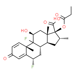 ChemSpider 2D Image | (6alpha,9xi,11beta,16alpha,17beta)-6,9-Difluoro-11-hydroxy-16-methyl-3-oxo-17-(propionyloxy)androsta-1,4-diene-17-carboxylic acid | C24H30F2O6