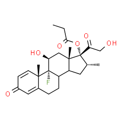 ChemSpider 2D Image | (8xi,11beta,14xi,16alpha)-9-Fluoro-11,21-dihydroxy-16-methyl-3,20-dioxopregna-1,4-dien-17-yl propionate | C25H33FO6