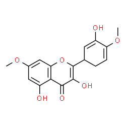 ChemSpider 2D Image | 3,5-Dihydroxy-2-(3-hydroxy-4-methoxy-2,4-cyclohexadien-1-yl)-7-methoxy-4H-chromen-4-one | C17H16O7