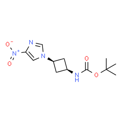 ChemSpider 2D Image | tert-Butyl ((1s,3s)-3-(4-nitro-1H-imidazol-1-yl)cyclobutyl)carbamate | C12H18N4O4