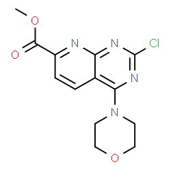 ChemSpider 2D Image | Methyl 2-chloro-4-morpholinopyrido[2,3-d]pyrimidine-7-carboxylate | C13H13ClN4O3