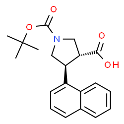 ChemSpider 2D Image | (3R,4S)-1-{[(2-Methyl-2-propanyl)oxy]carbonyl}-4-(1-naphthyl)-3-pyrrolidinecarboxylic acid | C20H23NO4