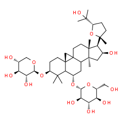 ChemSpider 2D Image | (3beta,5xi,6alpha,8xi,9xi,16beta,20R,24S)-16,25-Dihydroxy-3-(beta-D-xylopyranosyloxy)-20,24-epoxy-9,19-cyclolanostan-6-yl beta-D-glucopyranoside | C41H68O14
