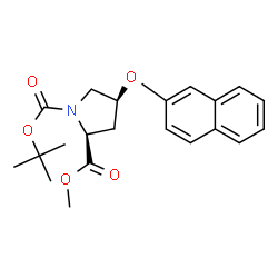 ChemSpider 2D Image | 2-Methyl 1-(2-methyl-2-propanyl) (2S,4S)-4-(2-naphthyloxy)-1,2-pyrrolidinedicarboxylate | C21H25NO5