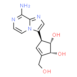 ChemSpider 2D Image | (1S,2R,5S)-5-(8-Aminoimidazo[1,2-a]pyrazin-3-yl)-3-(hydroxymethyl)-3-cyclopentene-1,2-diol | C12H14N4O3