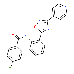 ChemSpider 2D Image | 4-Fluoro-N-{2-[3-(4-pyridinyl)-1,2,4-oxadiazol-5-yl]phenyl}benzamide | C20H13FN4O2