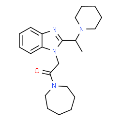 ChemSpider 2D Image | 1-(1-Azepanyl)-2-{2-[1-(1-piperidinyl)ethyl]-1H-benzimidazol-1-yl}ethanone | C22H32N4O