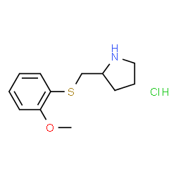 ChemSpider 2D Image | 2-(((2-Methoxyphenyl)thio)methyl)pyrrolidine hydrochloride | C12H18ClNOS