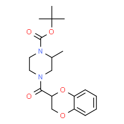 ChemSpider 2D Image | 2-Methyl-2-propanyl 4-(2,3-dihydro-1,4-benzodioxin-2-ylcarbonyl)-2-methyl-1-piperazinecarboxylate | C19H26N2O5