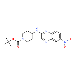 ChemSpider 2D Image | tert-Butyl 4-((6-nitroquinoxalin-2-yl)amino)piperidine-1-carboxylate | C18H23N5O4