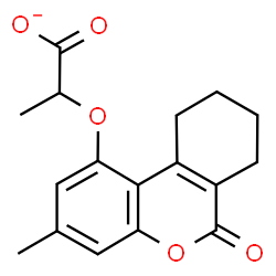 ChemSpider 2D Image | 2-[(3-Methyl-6-oxo-7,8,9,10-tetrahydro-6H-benzo[c]chromen-1-yl)oxy]propanoate | C17H17O5