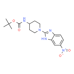 ChemSpider 2D Image | tert-butyl N-[1-(5-nitro-1H-1,3-benzodiazol-2-yl)piperidin-4-yl]carbamate | C17H23N5O4