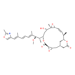ChemSpider 2D Image | (1S,3S,5R,8S,10S,11R,13R,14Z,16R,17R)-10-Hydroxy-8-[(2S,3R,4E,6E,8E)-3-methoxy-4,8-dimethyl-9-(2-methyl-1,3-oxazol-4-yl)-4,6,8-nonatrien-2-yl]-11,16-dimethyl-4,7,12,18-tetraoxatetracyclo[15.3.1.0~3,5~
.0~11,13~]henicos-14-ene-6,19-dione | C35H47NO9
