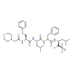 ChemSpider 2D Image | N-{(2S)-2-[(4-Morpholinylacetyl)amino]-4-phenylbutanoyl}-L-leucyl-N-{(2S)-4-methyl-1-[(2R)-2-methyl-2-oxiranyl]-1-oxo-2-pentanyl}phenylalaninamide | C40H57N5O7