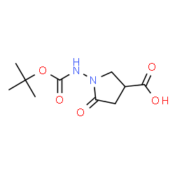 ChemSpider 2D Image | 1-({[(2-Methyl-2-propanyl)oxy]carbonyl}amino)-5-oxo-3-pyrrolidinecarboxylic acid | C10H16N2O5