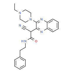 ChemSpider 2D Image | 2-Cyano-2-[3-(4-ethyl-1-piperazinyl)-2-quinoxalinyl]-N-(2-phenylethyl)acetamide | C25H28N6O