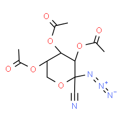 ChemSpider 2D Image | 2-Azido-2-cyanotetrahydro-2H-pyran-3,4,5-triyl triacetate | C12H14N4O7