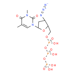 ChemSpider 2D Image | 1-[3-Azido-2,3-dideoxy-5-O-(hydroxy{[hydroxy(phosphonooxy)phosphoryl]oxy}phosphoryl)pentofuranosyl]-3,5-dimethyl-2,4(1H,3H)-pyrimidinedione | C11H18N5O13P3