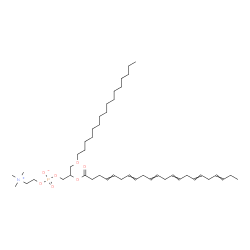 ChemSpider 2D Image | 2-(4,7,10,13,16,19-Docosahexaenoyloxy)-3-(hexadecyloxy)propyl 2-(trimethylammonio)ethyl phosphate | C46H82NO7P