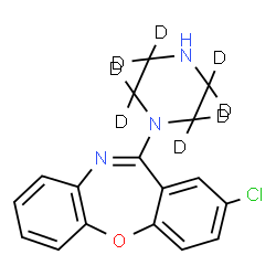 ChemSpider 2D Image | 2-Chloro-11-[(2,2,3,3,5,5,6,6-~2~H_8_)-1-piperazinyl]dibenzo[b,f][1,4]oxazepine | C17H8D8ClN3O