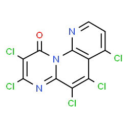ChemSpider 2D Image | 4,5,6,8,9-Pentachloro-10H-pyrimido[1,2-a][1,8]naphthyridin-10-one | C11H2Cl5N3O