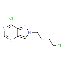 ChemSpider 2D Image | 7-Chloro-2-(4-chlorobutyl)-2H-pyrazolo[4,3-d]pyrimidine | C9H10Cl2N4