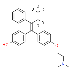 ChemSpider 2D Image | 4-[(1E)-1-{4-[2-(Dimethylamino)ethoxy]phenyl}-2-phenyl(~2~H_5_)-1-buten-1-yl]phenol | C26H24D5NO2