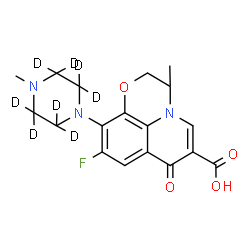 ChemSpider 2D Image | 9-Fluoro-3-methyl-10-[4-methyl(~2~H_8_)-1-piperazinyl]-7-oxo-2,3-dihydro-7H-[1,4]oxazino[2,3,4-ij]quinoline-6-carboxylic acid | C18H12D8FN3O4