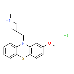 ChemSpider 2D Image | 10H-Phenothiazine-10-propanamine, 2-methoxy-N,Î²-dimethyl-, hydrochloride (1:1) | C18H23ClN2OS