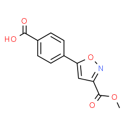ChemSpider 2D Image | 4-[3-(METHOXYCARBONYL)-5-ISOXAZOLYL]BENZOIC ACID | C12H9NO5