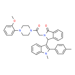 ChemSpider 2D Image | 2-{2-[4-(2-Methoxyphenyl)-1-piperazinyl]-2-oxoethyl}-3-[1-methyl-2-(4-methylphenyl)-1H-indol-3-yl]-1-isoindolinone | C37H36N4O3