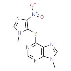 ChemSpider 2D Image | 9-Methyl-6-[(1-methyl-4-nitro-1H-imidazol-5-yl)sulfanyl]-9H-purine | C10H9N7O2S