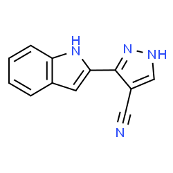 ChemSpider 2D Image | 3-(1H-Indol-2-yl)-1H-pyrazole-4-carbonitrile | C12H8N4
