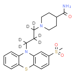 ChemSpider 2D Image | 1-{3-[2-(Methylsulfonyl)-10H-phenothiazin-10-yl](~2~H_6_)propyl}-4-piperidinecarboxamide | C22H21D6N3O3S2