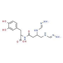 ChemSpider 2D Image | N-(3-[(E)-(Hydrazinomethylene)amino]-4-{[(E)-hydrazonomethyl]amino}butanoyl)-3-hydroxytyrosine | C15H23N7O5