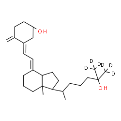 ChemSpider 2D Image | (5E,7E)-(26,26,26,27,27,27-~2~H_6_)-9,10-Secocholesta-5,7,10-triene-3,25-diol | C27H38D6O2