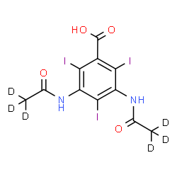 ChemSpider 2D Image | 3,5-Bis[(~2~H_3_)ethanoylamino]-2,4,6-triiodobenzoic acid | C11H3D6I3N2O4